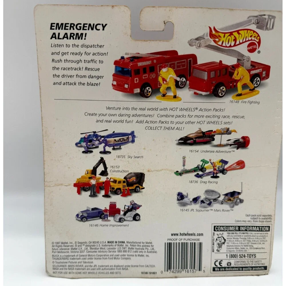 Vintage Hot Wheels Action Pack Fire Fighting Emergency Alarm 1997 Sealed NIP
